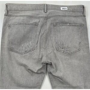 EUC Agolde Womens Toni Mid Rise Straight Jeans Sz 32 36x27 Light Gray Distressed